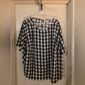 a new day Black White Check Plaid Top Plus Size